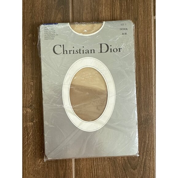Vintage Christian Dior size 1 Oatmeal #4533 Control Top Pantyhose - Picture 1 of 3